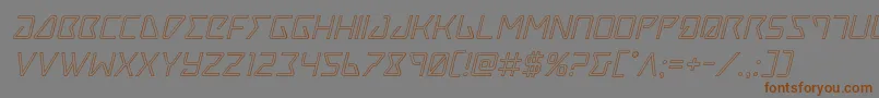 フォントTraceroutital – 茶色の文字が灰色の背景にあります。