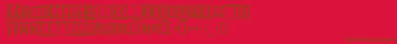 Quotp-Schriftart – Braune Schriften auf rotem Hintergrund