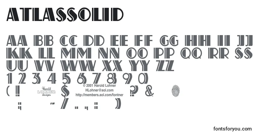 Schriftart Atlassolid – Alphabet, Zahlen, spezielle Symbole