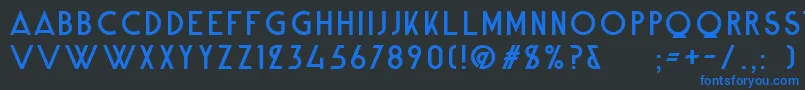 AlpineTypefaceCleanRegular-Schriftart – Blaue Schriften auf schwarzem Hintergrund