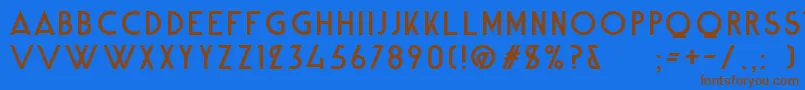 Fonte AlpineTypefaceCleanRegular – fontes marrons em um fundo azul