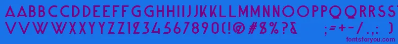 Czcionka AlpineTypefaceCleanRegular – fioletowe czcionki na niebieskim tle