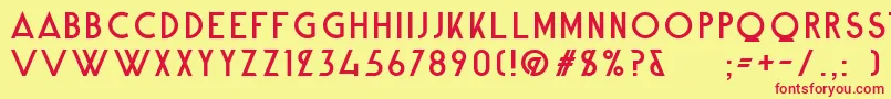 Fonte AlpineTypefaceCleanRegular – fontes vermelhas em um fundo amarelo