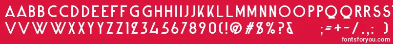 AlpineTypefaceCleanRegular-Schriftart – Weiße Schriften auf rotem Hintergrund
