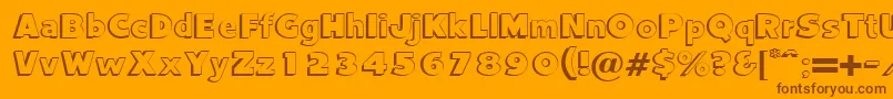 CamdenRegularDb-Schriftart – Braune Schriften auf orangefarbenem Hintergrund