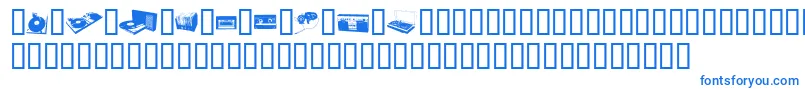 フォントFtdings – 白い背景に青い文字