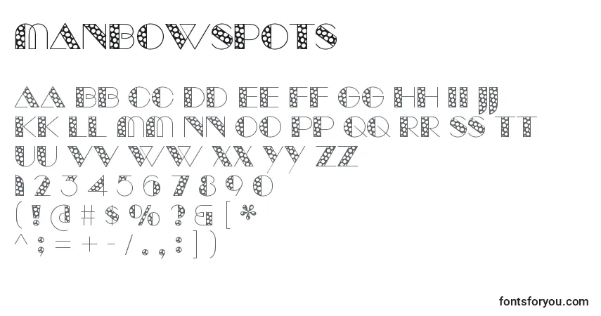 Schriftart ManbowSpots – Alphabet, Zahlen, spezielle Symbole