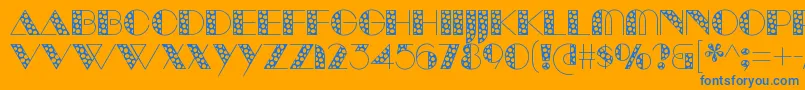 ManbowSpots-Schriftart – Blaue Schriften auf orangefarbenem Hintergrund