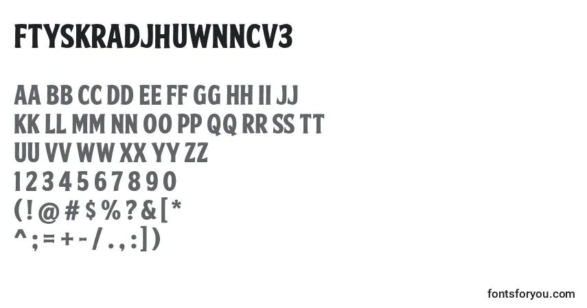 Schriftart FtySkradjhuwnNcv3 – Alphabet, Zahlen, spezielle Symbole