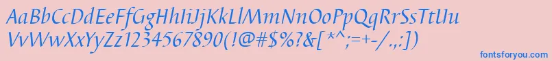 BarbedortItalic Font – Blue Fonts on Pink Background