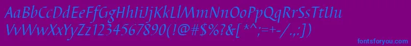 BarbedortItalic Font – Blue Fonts on Purple Background