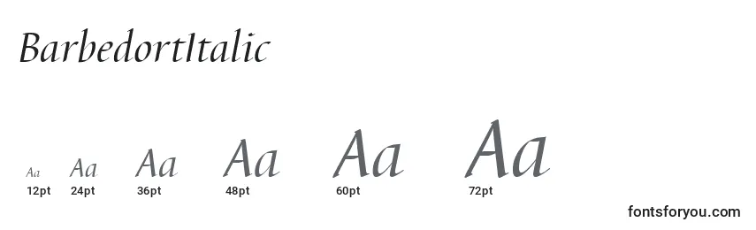 Размеры шрифта BarbedortItalic