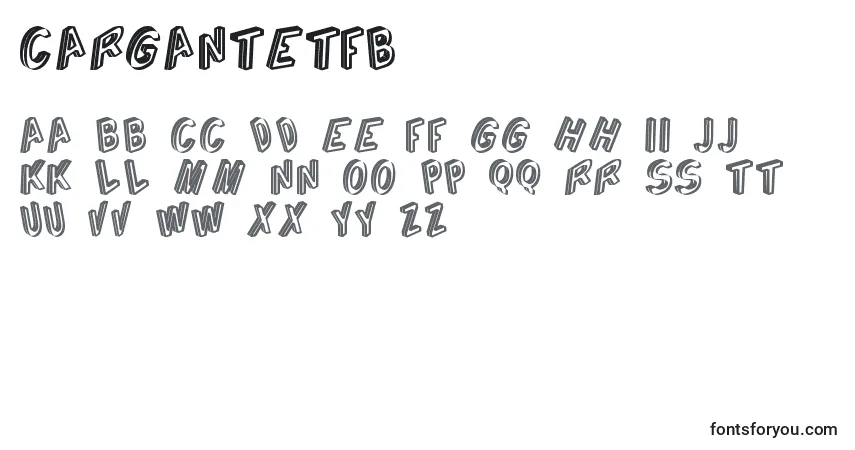 Czcionka CarganteTfb – alfabet, cyfry, specjalne znaki