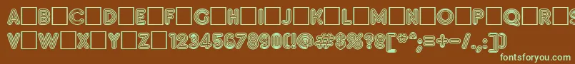 フォントInset – 緑色の文字が茶色の背景にあります。
