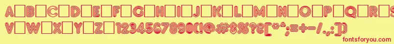 Inset-fontti – punaiset fontit keltaisella taustalla