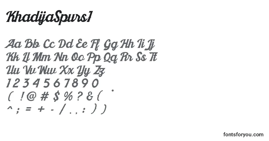 Czcionka KhadijaSpurs1 – alfabet, cyfry, specjalne znaki
