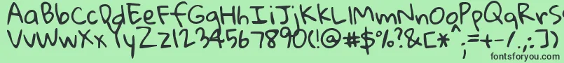 Gloriahallelujah Font – Black Fonts on Green Background