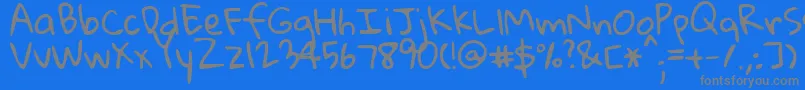 Gloriahallelujah Font – Gray Fonts on Blue Background