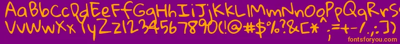 Gloriahallelujah Font – Orange Fonts on Purple Background