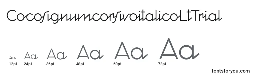 Размеры шрифта CocosignumcorsivoitalicoLtTrial