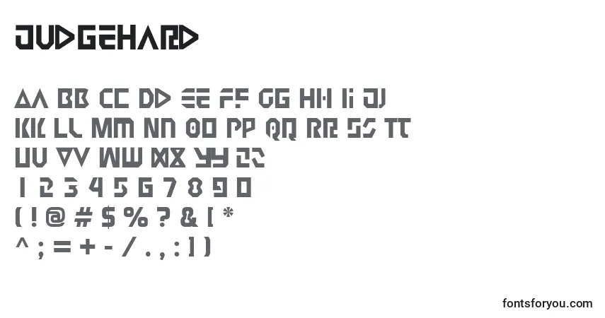 A fonte JudgeHard – alfabeto, números, caracteres especiais