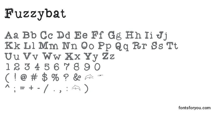 A fonte Fuzzybat – alfabeto, números, caracteres especiais