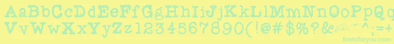 Czcionka Fuzzybat – zielone czcionki na żółtym tle