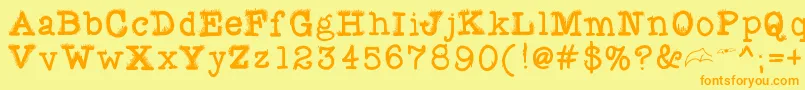 Czcionka Fuzzybat – pomarańczowe czcionki na żółtym tle