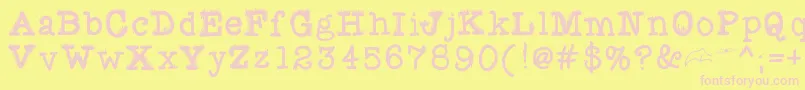 Fuzzybat-fontti – vaaleanpunaiset fontit keltaisella taustalla