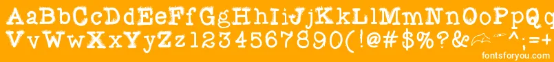 Fuzzybat-Schriftart – Weiße Schriften auf orangefarbenem Hintergrund