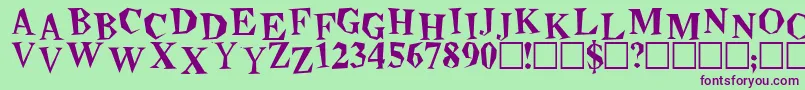 BeatnikPlain Font – Purple Fonts on Green Background