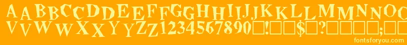 BeatnikPlain-Schriftart – Gelbe Schriften auf orangefarbenem Hintergrund