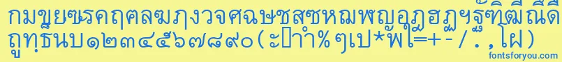 Czcionka Thai7bangkokssk – niebieskie czcionki na żółtym tle