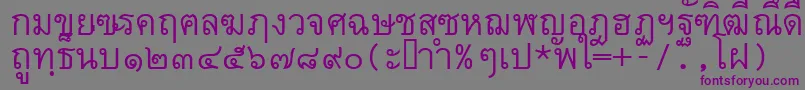 フォントThai7bangkokssk – 紫色のフォント、灰色の背景