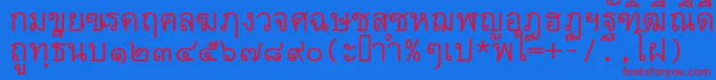 Thai7bangkokssk Font – Red Fonts on Blue Background