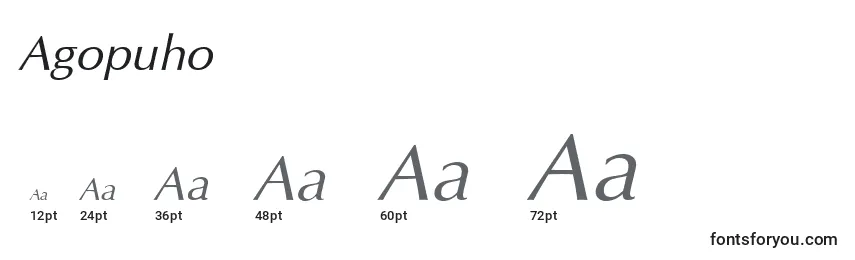 Размеры шрифта Agopuho