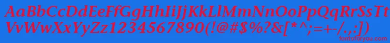 ItcStoneInformalLtSemiboldItalic-fontti – punaiset fontit sinisellä taustalla