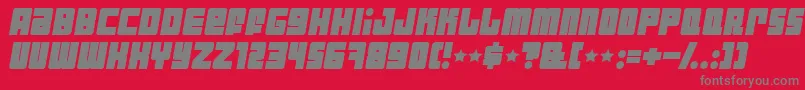 Weitere Informationen zur IndustrialDecapitalistBolditalic-Schriftart IndustrialDecapitalistBolditalic-Schriftart – Graue Schriften auf rotem Hintergrund