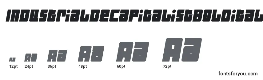 Размеры шрифта IndustrialDecapitalistBolditalic