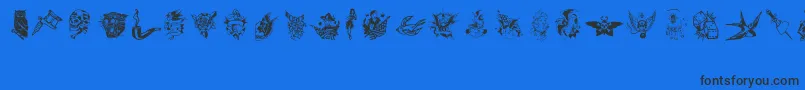 TattooViejaEscuela3 Font – Black Fonts on Blue Background