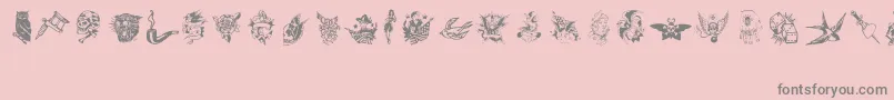 TattooViejaEscuela3-Schriftart – Graue Schriften auf rosa Hintergrund