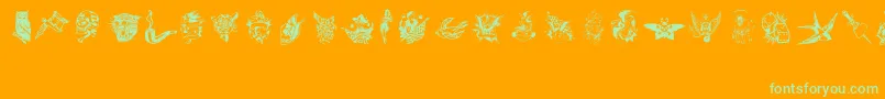 TattooViejaEscuela3 Font – Green Fonts on Orange Background