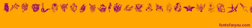 TattooViejaEscuela3 Font – Purple Fonts on Orange Background