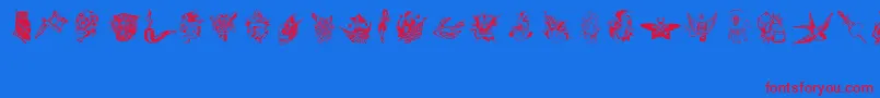 TattooViejaEscuela3 Font – Red Fonts on Blue Background