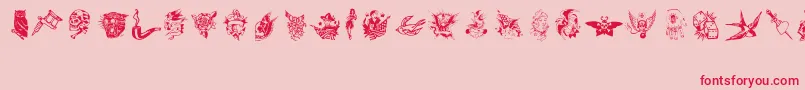 TattooViejaEscuela3 Font – Red Fonts on Pink Background