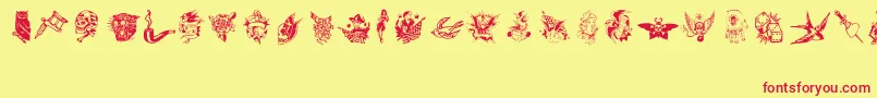 TattooViejaEscuela3 Font – Red Fonts on Yellow Background