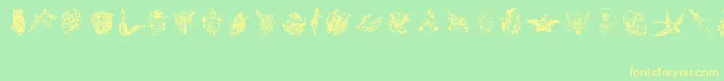 TattooViejaEscuela3 Font – Yellow Fonts on Green Background