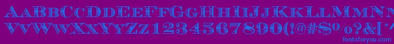 MauriceStripesRegular-Schriftart – Blaue Schriften auf violettem Hintergrund
