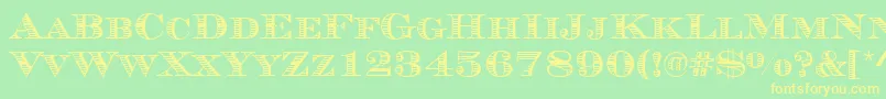 Fonte MauriceStripesRegular – fontes amarelas em um fundo verde