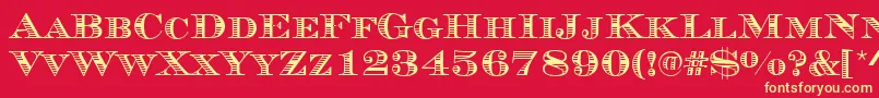 フォントMauriceStripesRegular – 黄色の文字、赤い背景